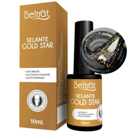 Top Coat Selante Beltrat GOLD Star Glitter dourado 10ml